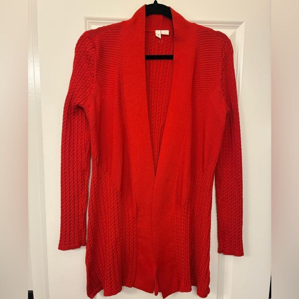 ANTHROPOLOGIE MOTH Long Sleeve Open Front Cardigan Red Women’s Size Small